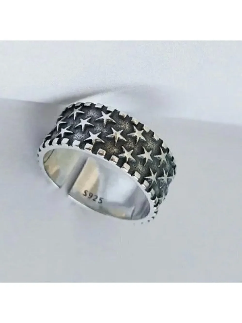 925 Sterling Stamped Adjustable Star Boho Ring #1308